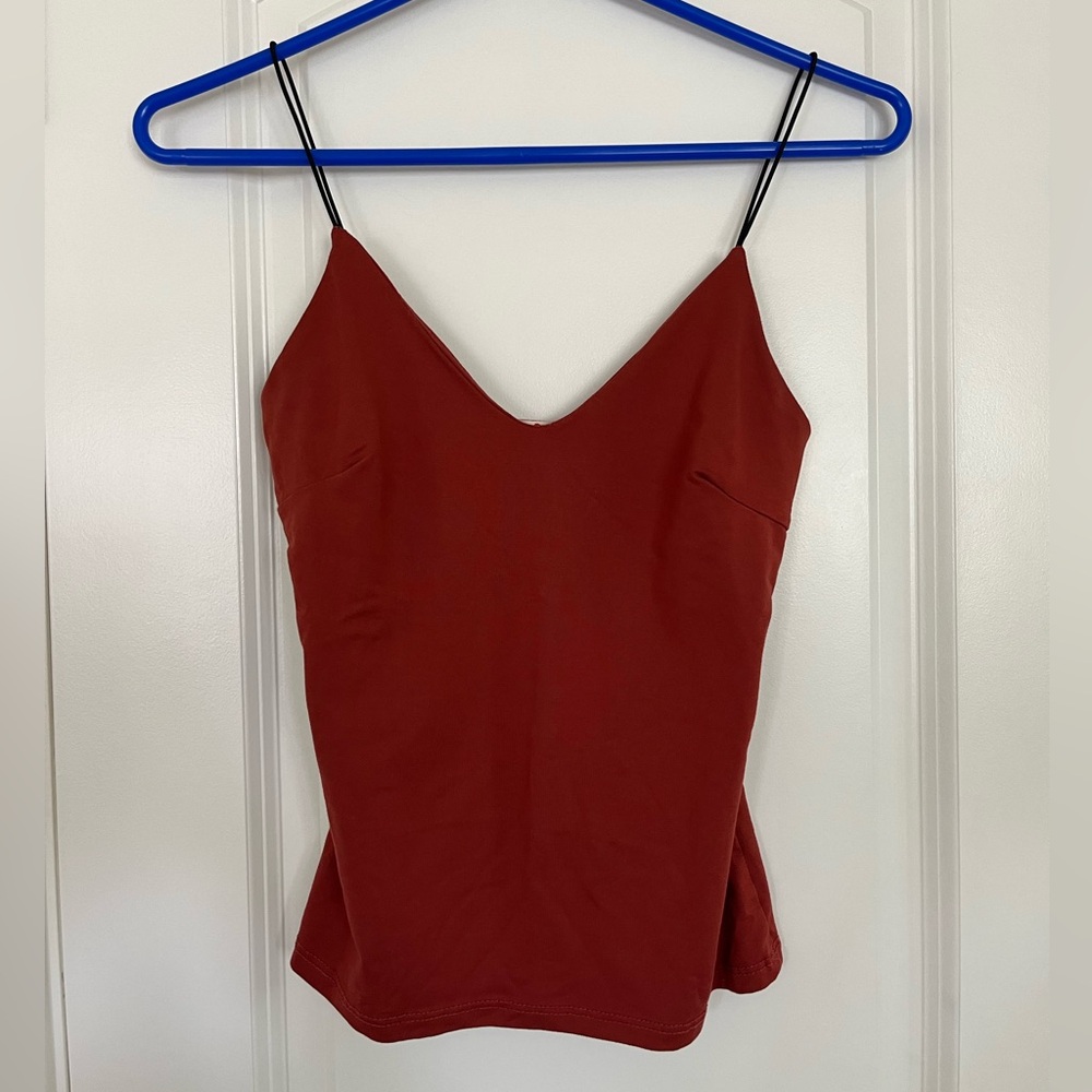 Blue Leopard Rust Form Fitting Tank Top Scoop Neck